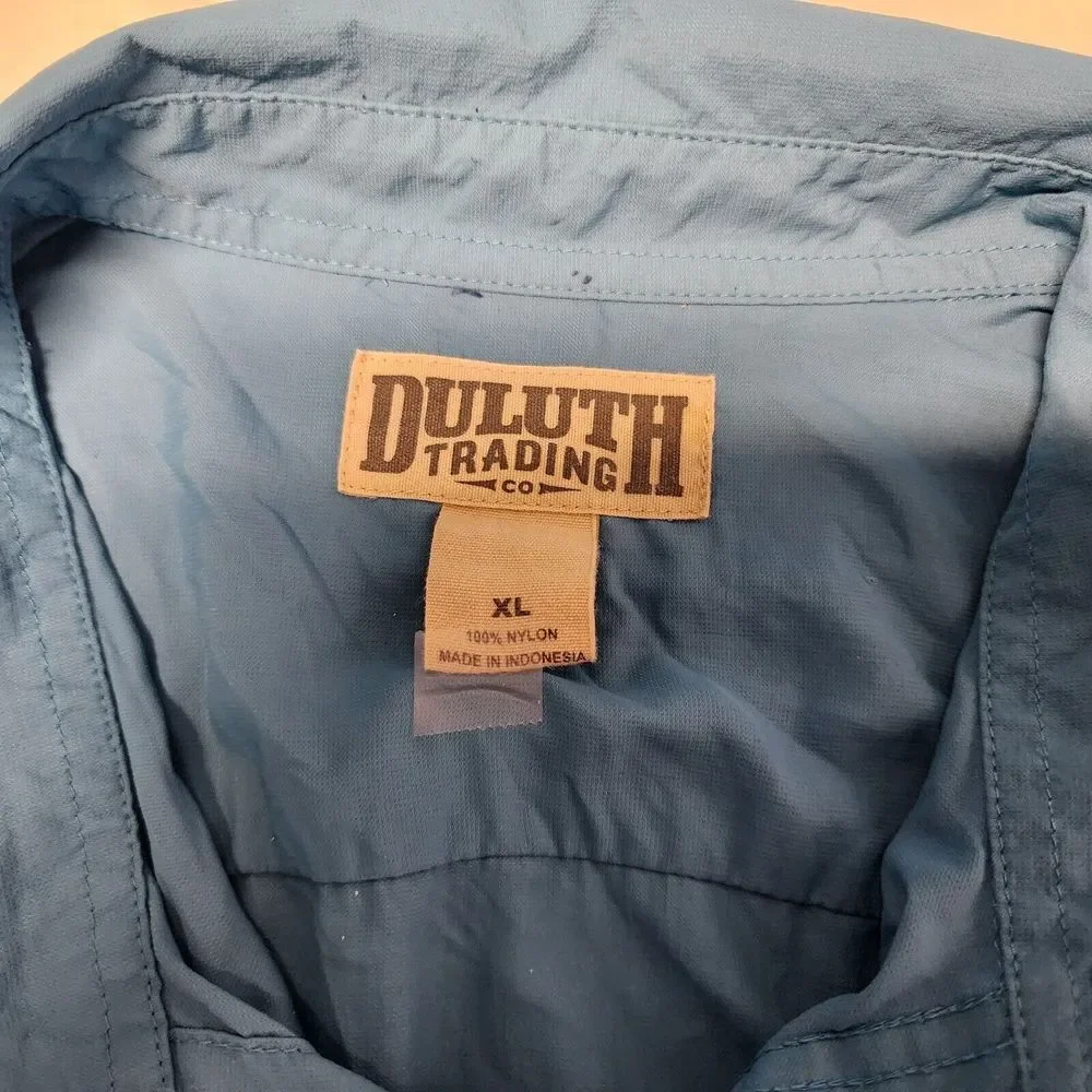 DULUTH 100% RAYON SHORT SLEEVE BUTTON DOWN‎ SHIRT SIZE XL BLUE - Picture 2 of 12